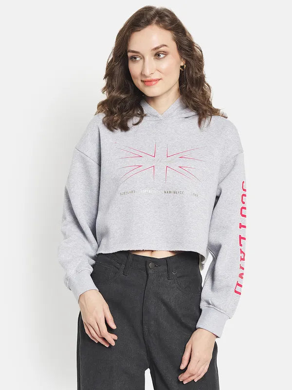 Women Printed Crop Sweatshirt