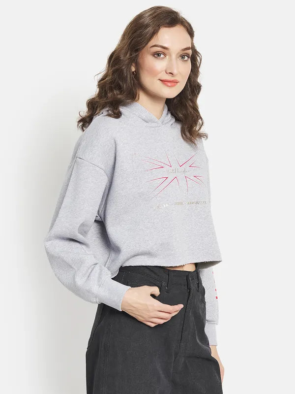 Women Printed Crop Sweatshirt