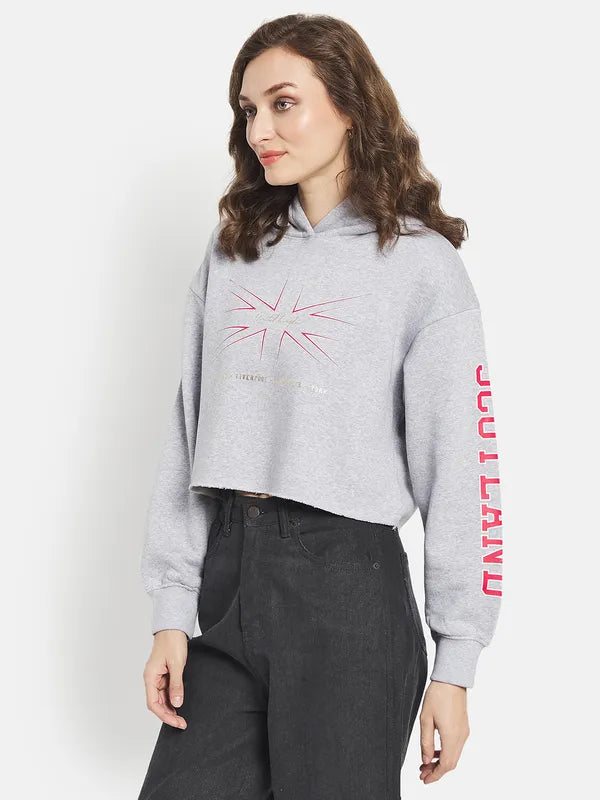 Women Printed Crop Sweatshirt