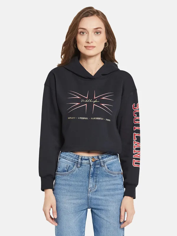 Women Printed Hooded Sweatshirt