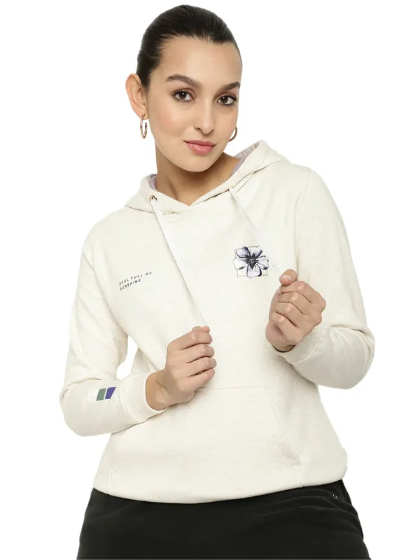 Mettle Women Cream-Coloured Hooded Sweatshirt