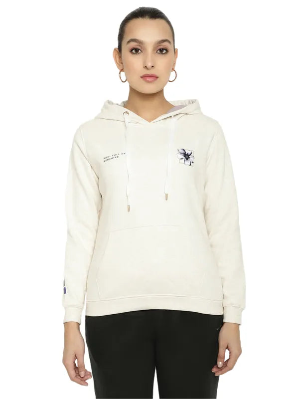 Mettle Women Cream-Coloured Hooded Sweatshirt