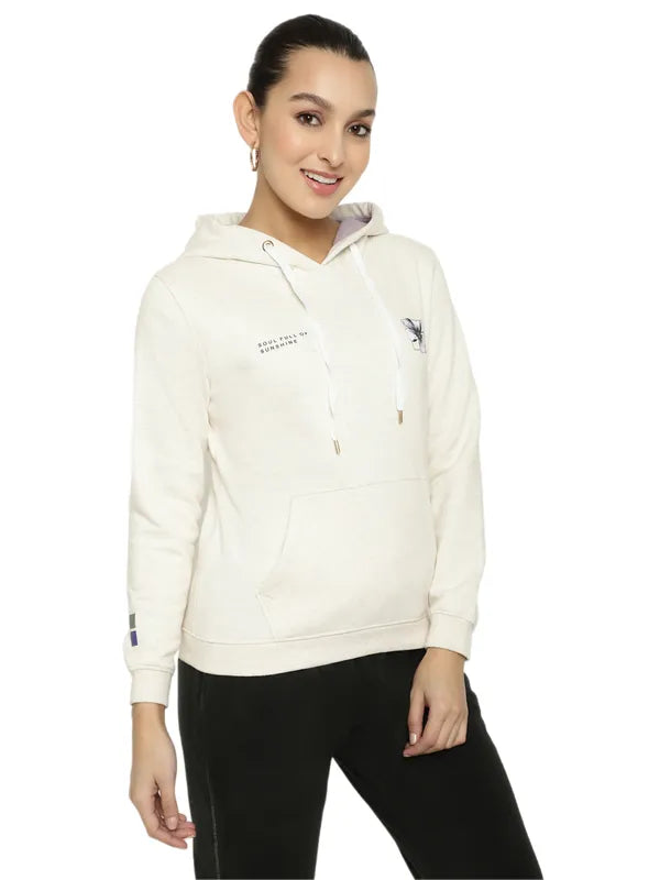 Mettle Women Cream-Coloured Hooded Sweatshirt