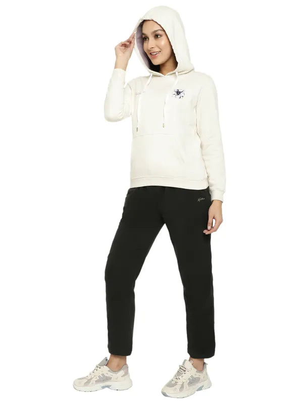 Mettle Women Cream-Coloured Hooded Sweatshirt