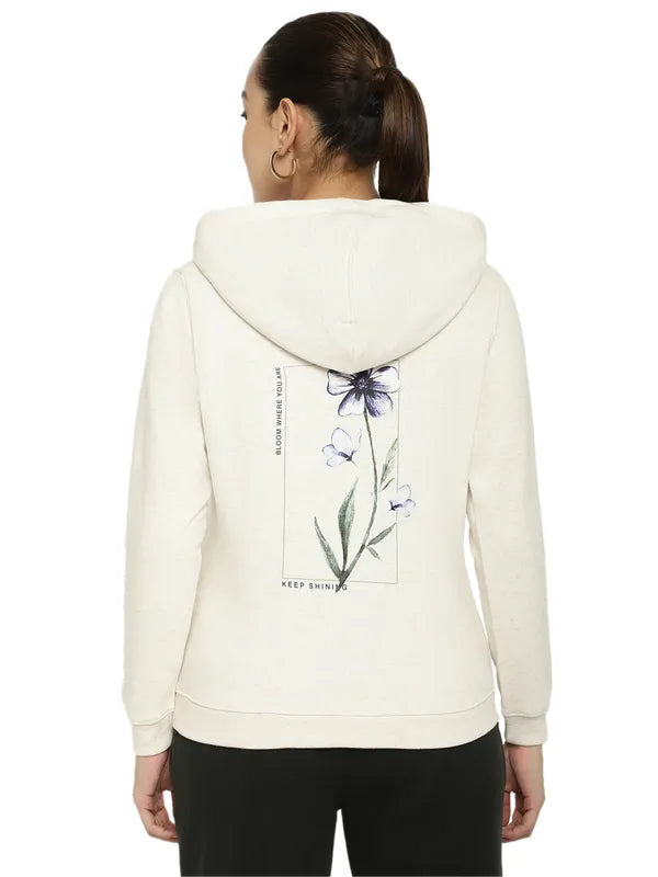 Mettle Women Cream-Coloured Hooded Sweatshirt