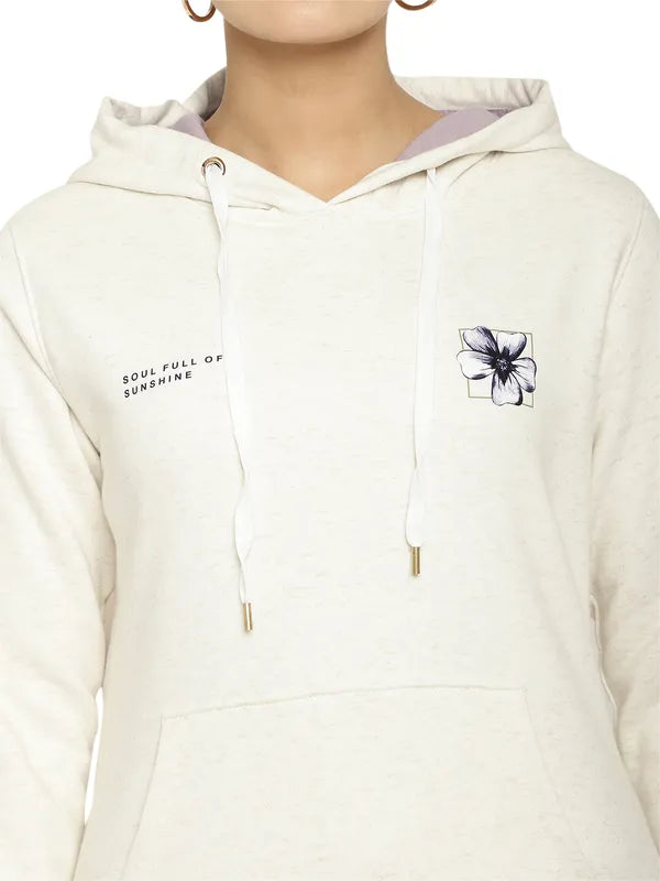 Mettle Women Cream-Coloured Hooded Sweatshirt