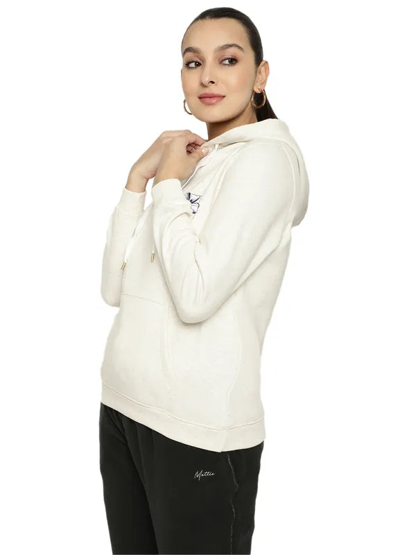 Mettle Women Cream-Coloured Hooded Sweatshirt