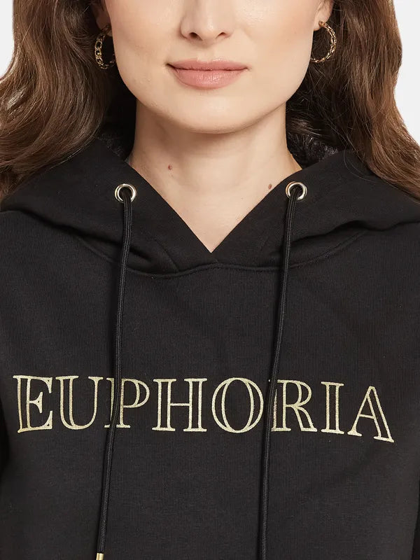 Women Printed Hooded Sweatshirt