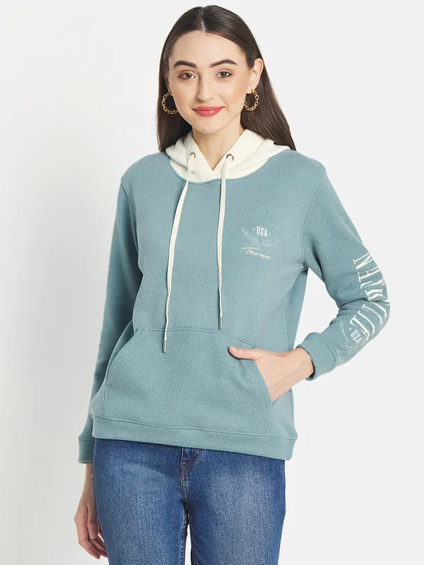 Mettle Women Blue Hooded Sweatshirt