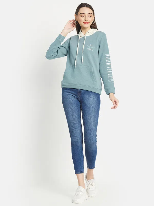 Mettle Women Blue Hooded Sweatshirt