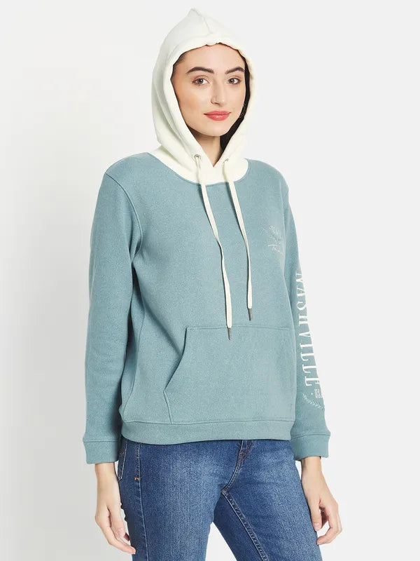 Mettle Women Blue Hooded Sweatshirt