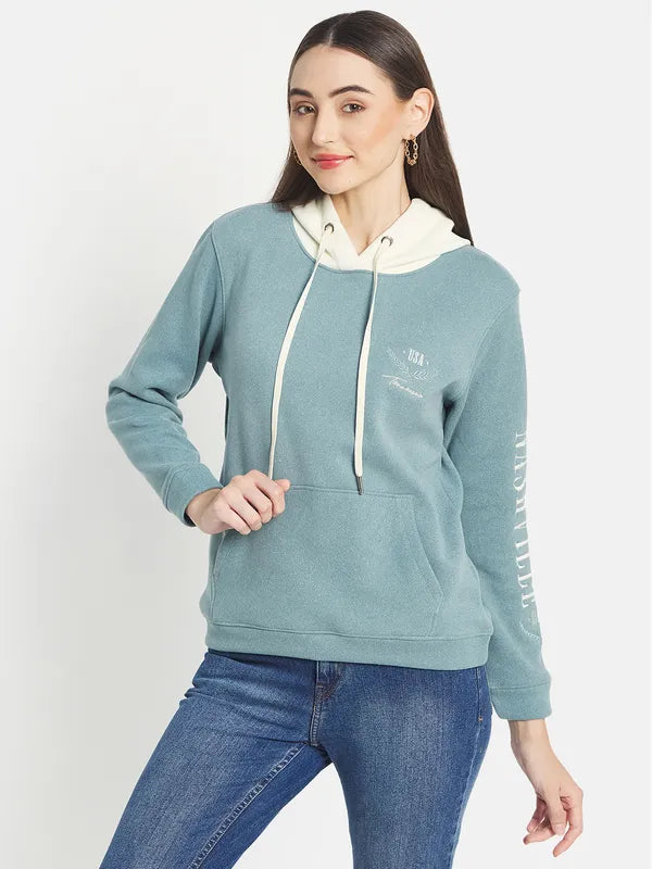 Mettle Women Blue Hooded Sweatshirt