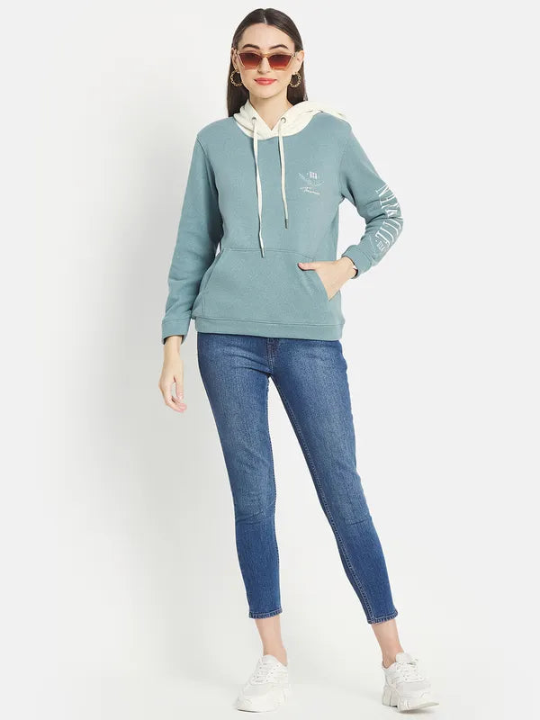 Mettle Women Blue Hooded Sweatshirt