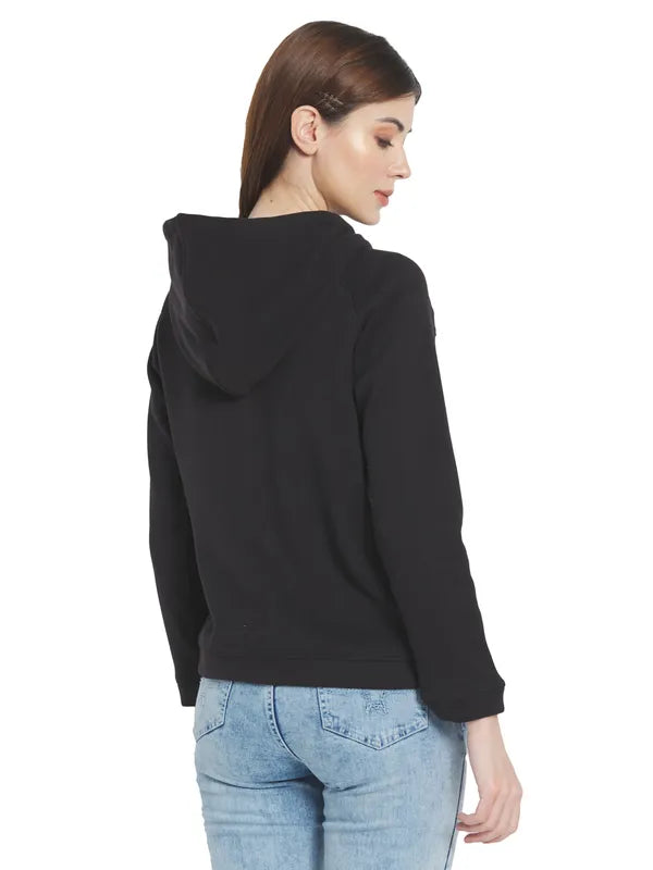 Mettle Women Black Hooded Sweatshirt