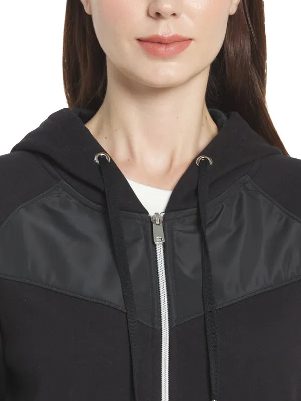 Mettle Women Black Hooded Sweatshirt