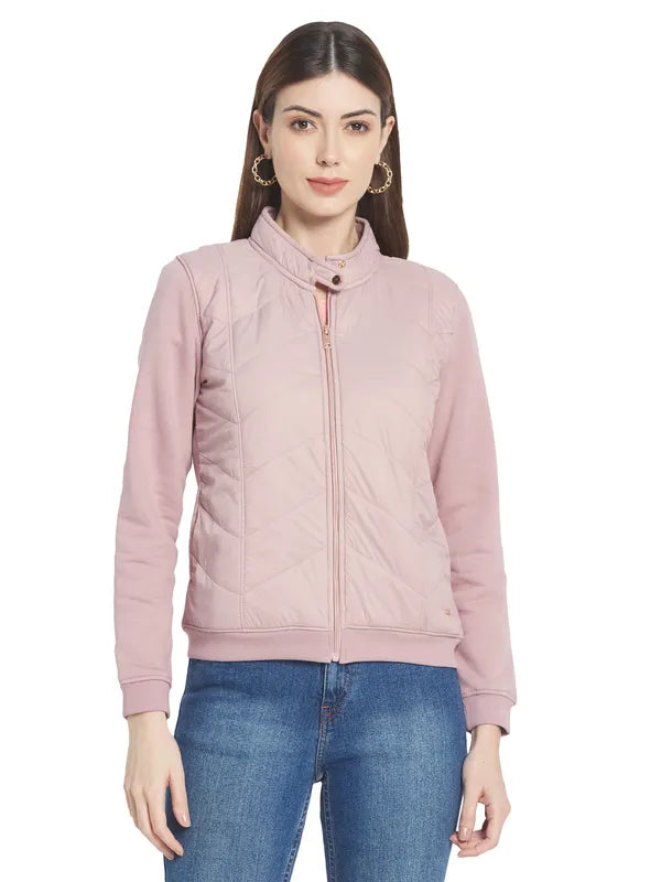 Mettle Women Pink Solid Sweatshirt