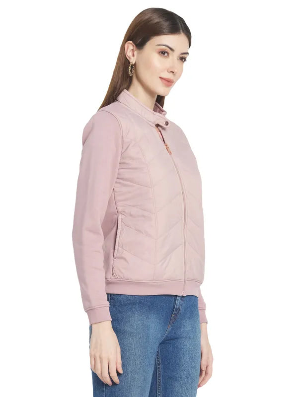 Mettle Women Pink Solid Sweatshirt