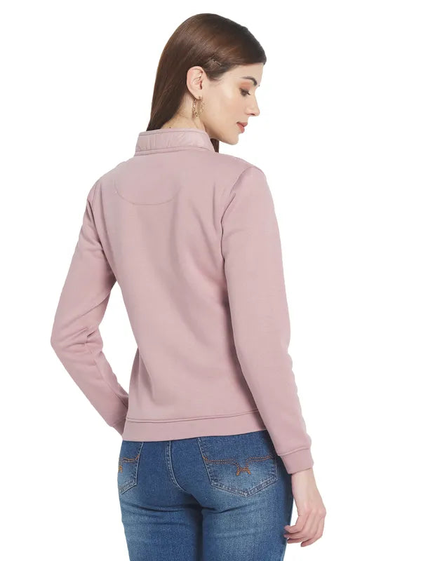 Mettle Women Pink Solid Sweatshirt