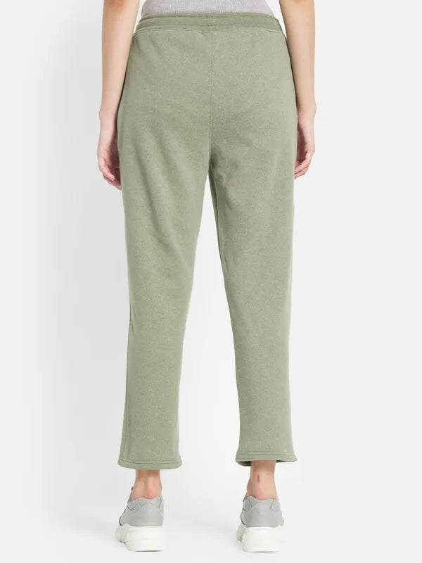 Mettle Women Olive-Green Solid Track Pants