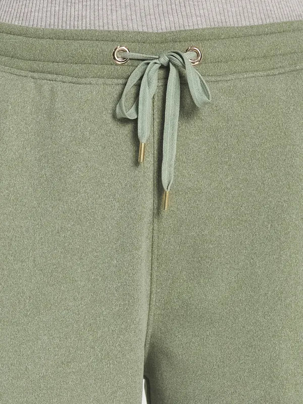 Mettle Women Olive-Green Solid Track Pants