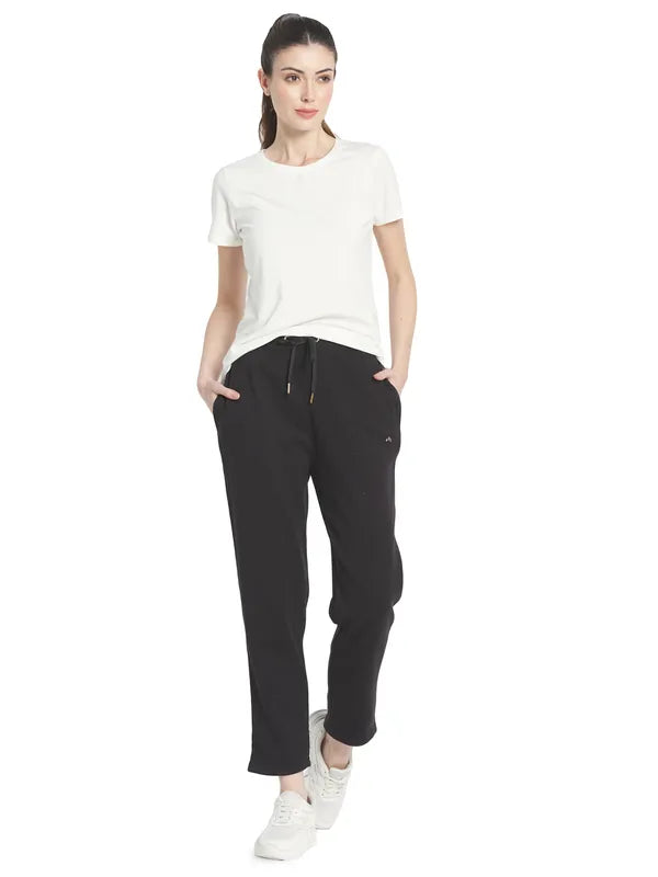 Mettle Women Black Solid Cotton Track Pant