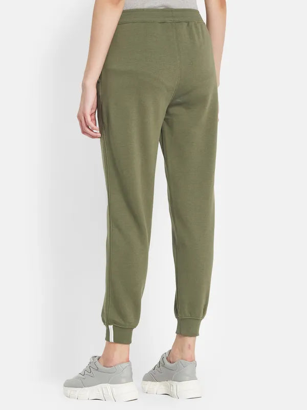 Mettle Women Olive-Coloured Solid Joggers