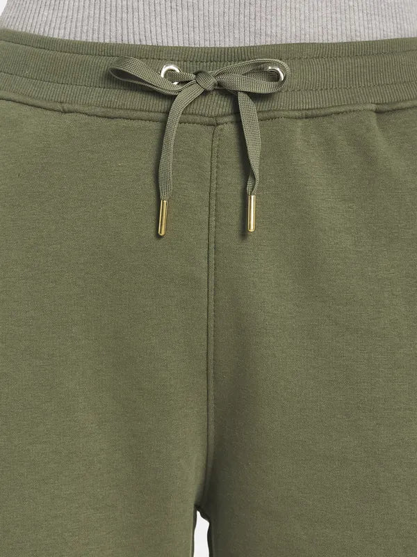 Mettle Women Olive-Coloured Solid Joggers