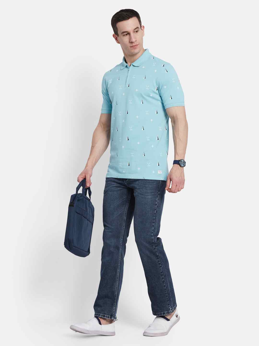 Octave Men Polka Dot Printed Polo Collar T-shirt