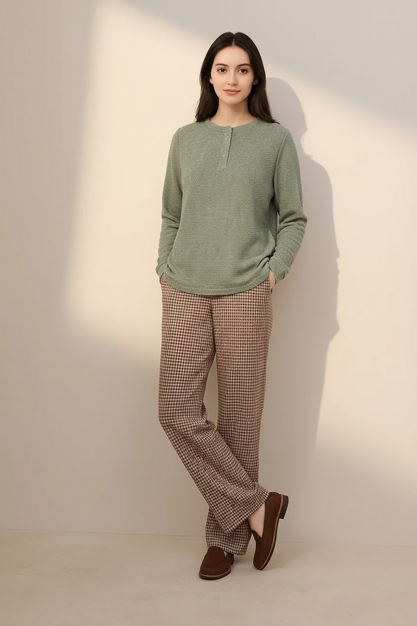 Women Solid Round Neck Sweatshirt