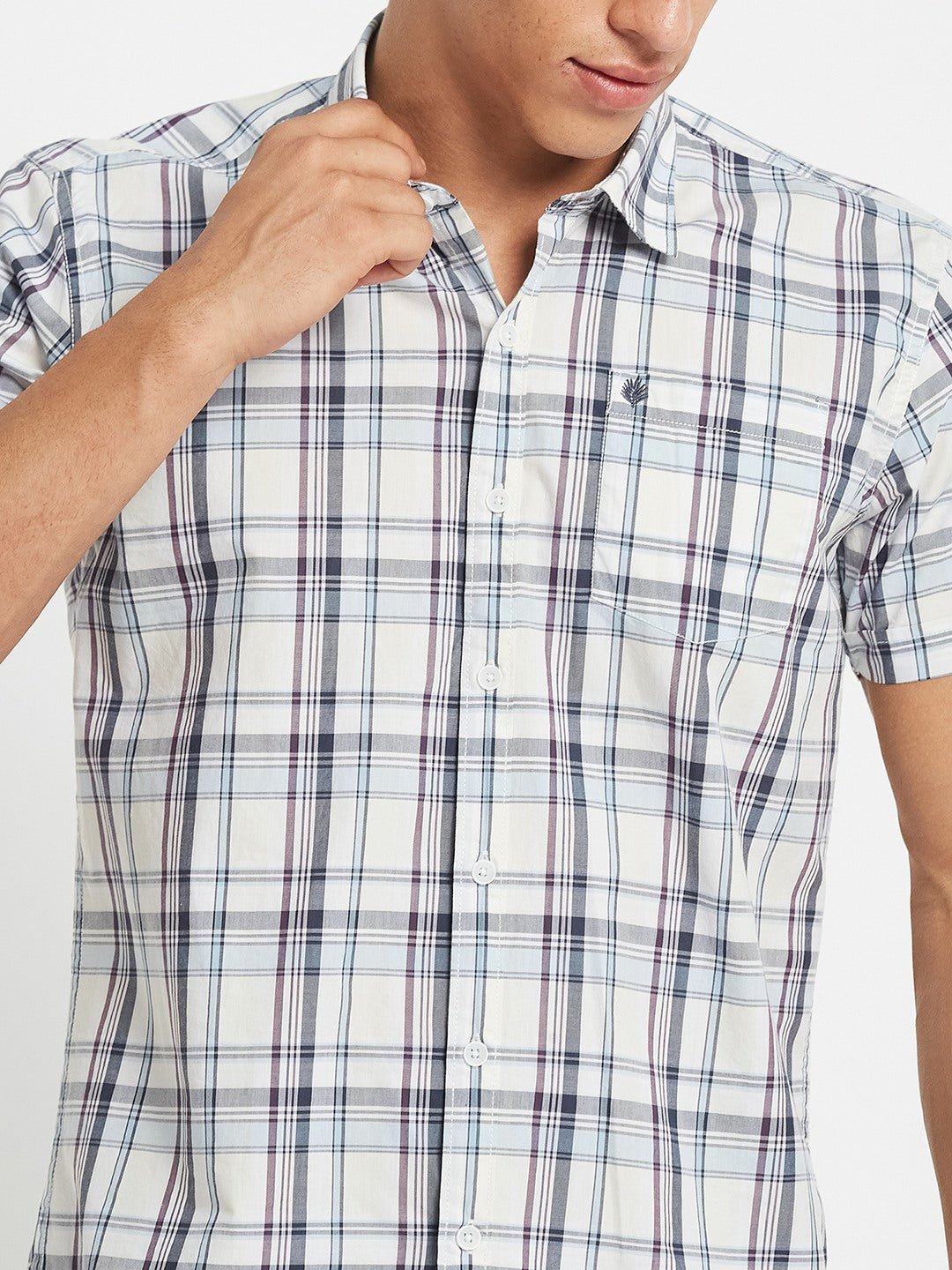 METTLE Checked Short Sleeves Cotton Shirt