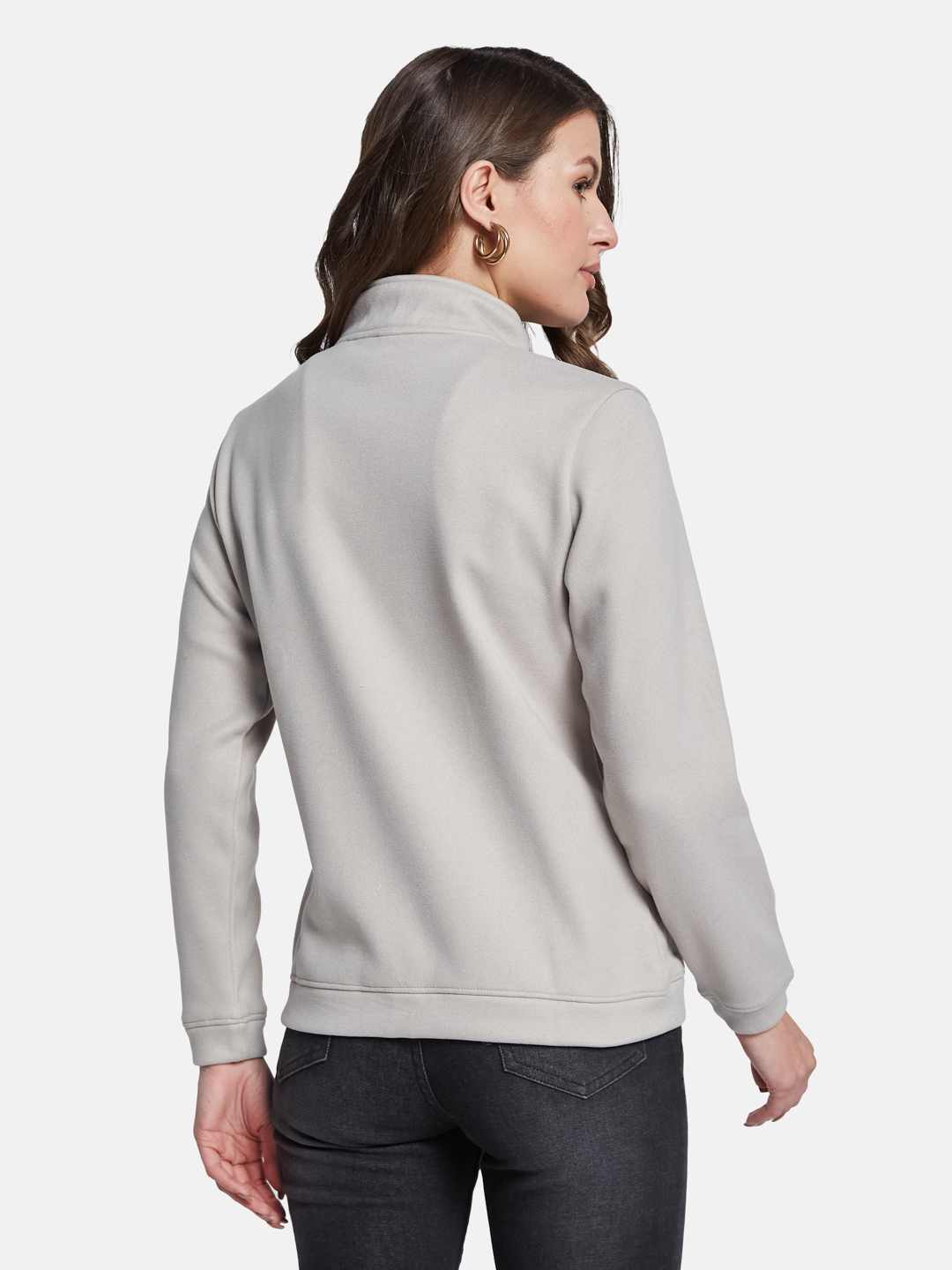 METTLE Women Mock Collar Front-Open Sweatshirt