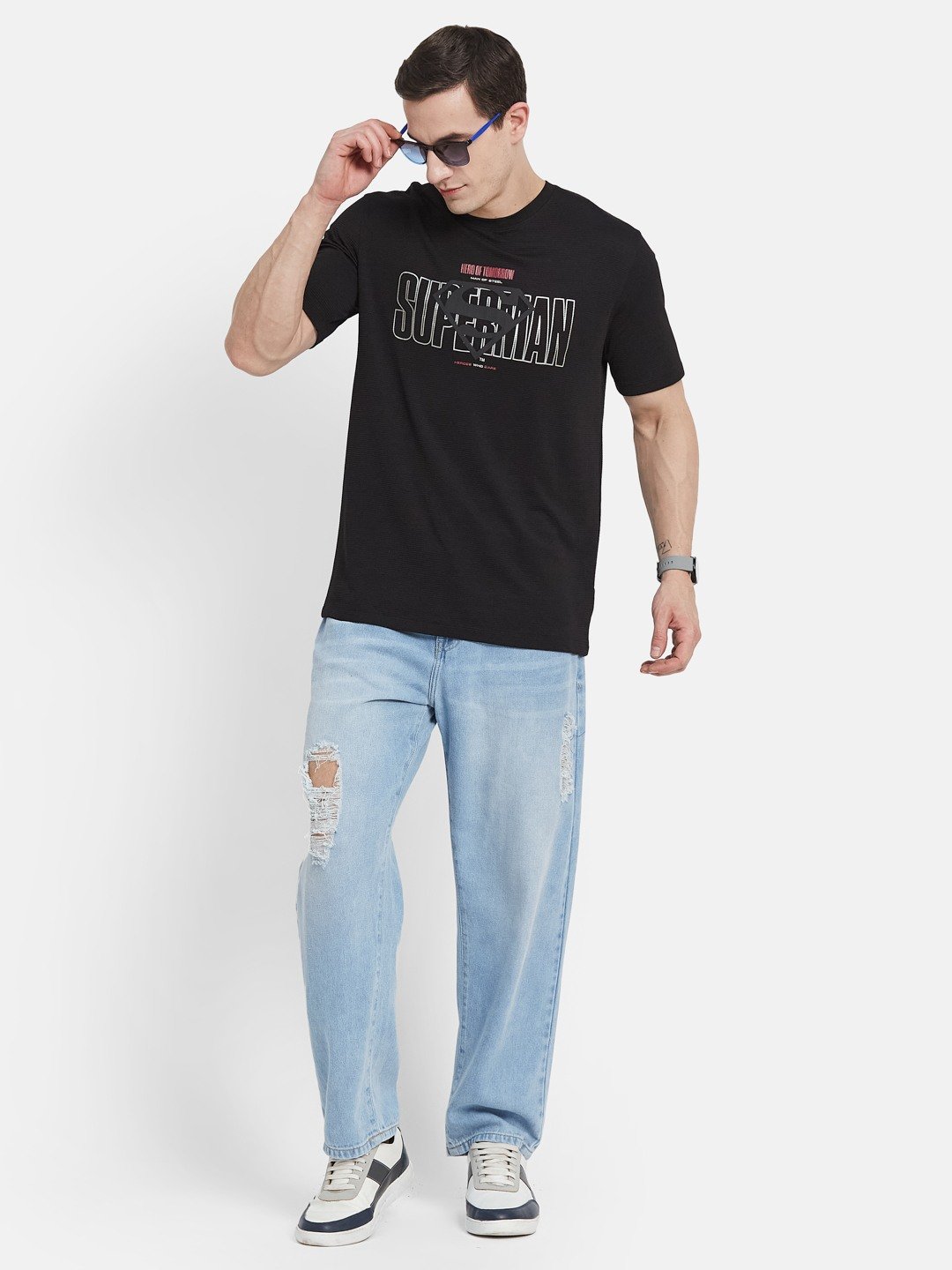 CHEST PRINT ROUND NECK NYLON OTTOMAN