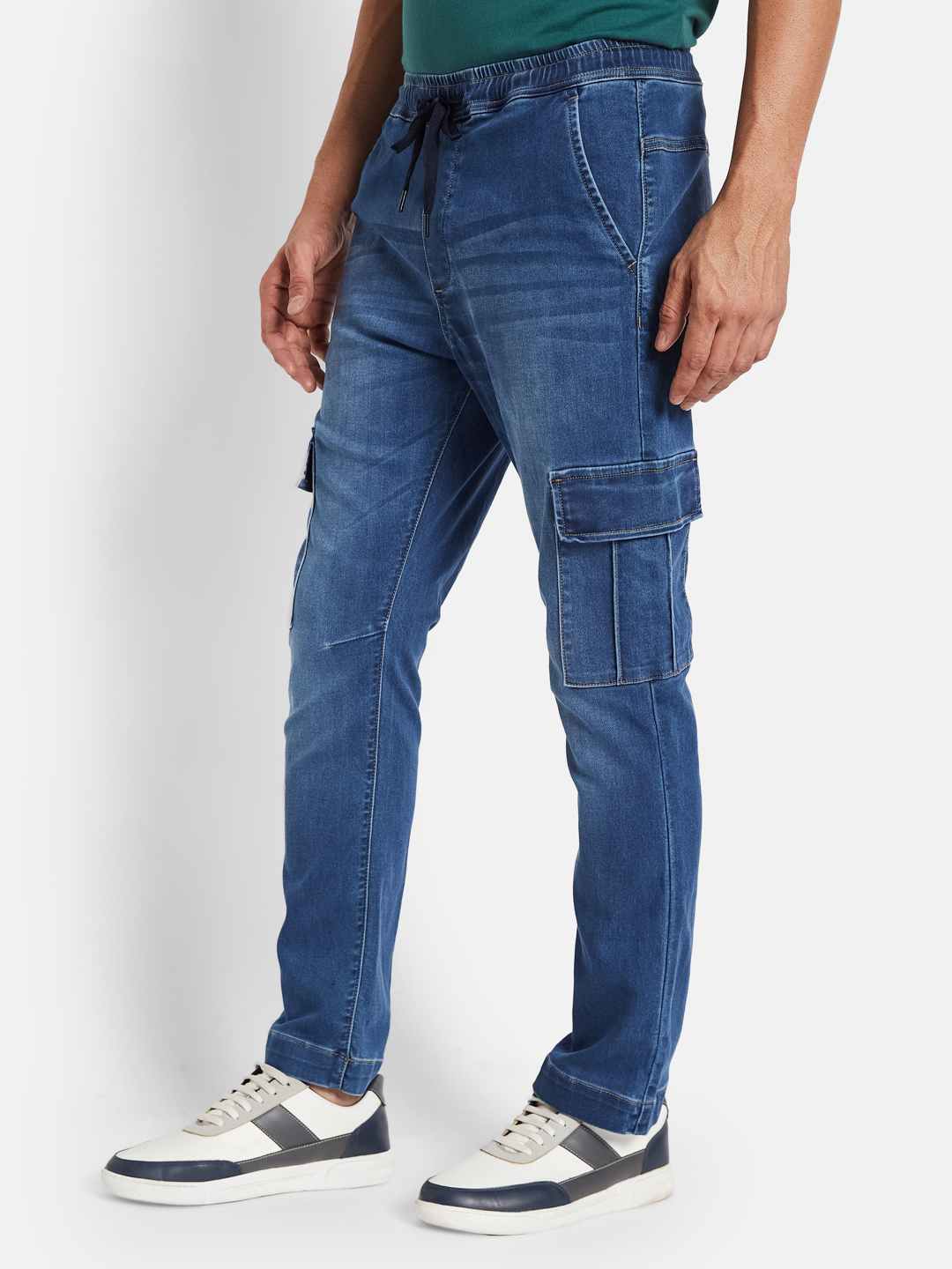 Octave Men Mildly Distressed Light Fade Stretchable Jeans