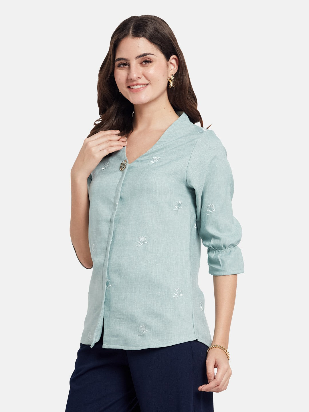 METTLE Women Floral Print Cotton Top