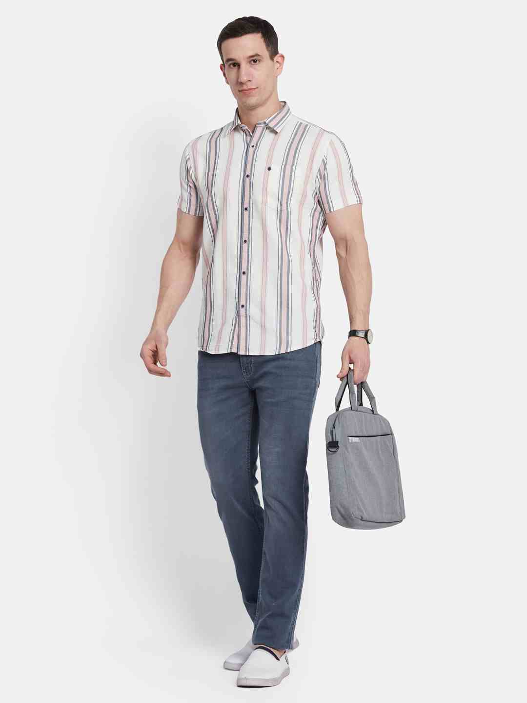 METTLE Men Multi Stripes Opaque Striped Casual Shirt