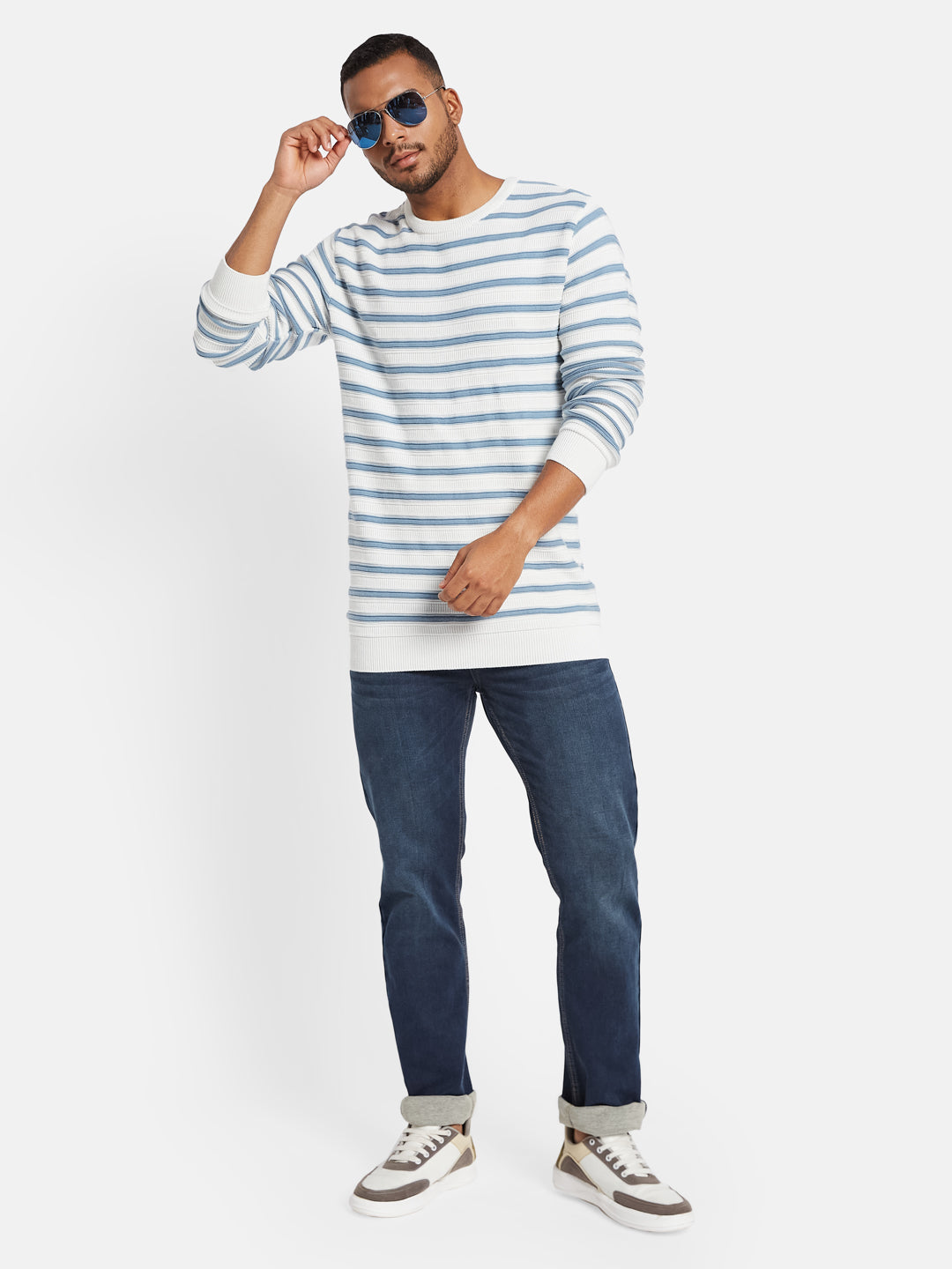 METTLE Men Striped Pullover