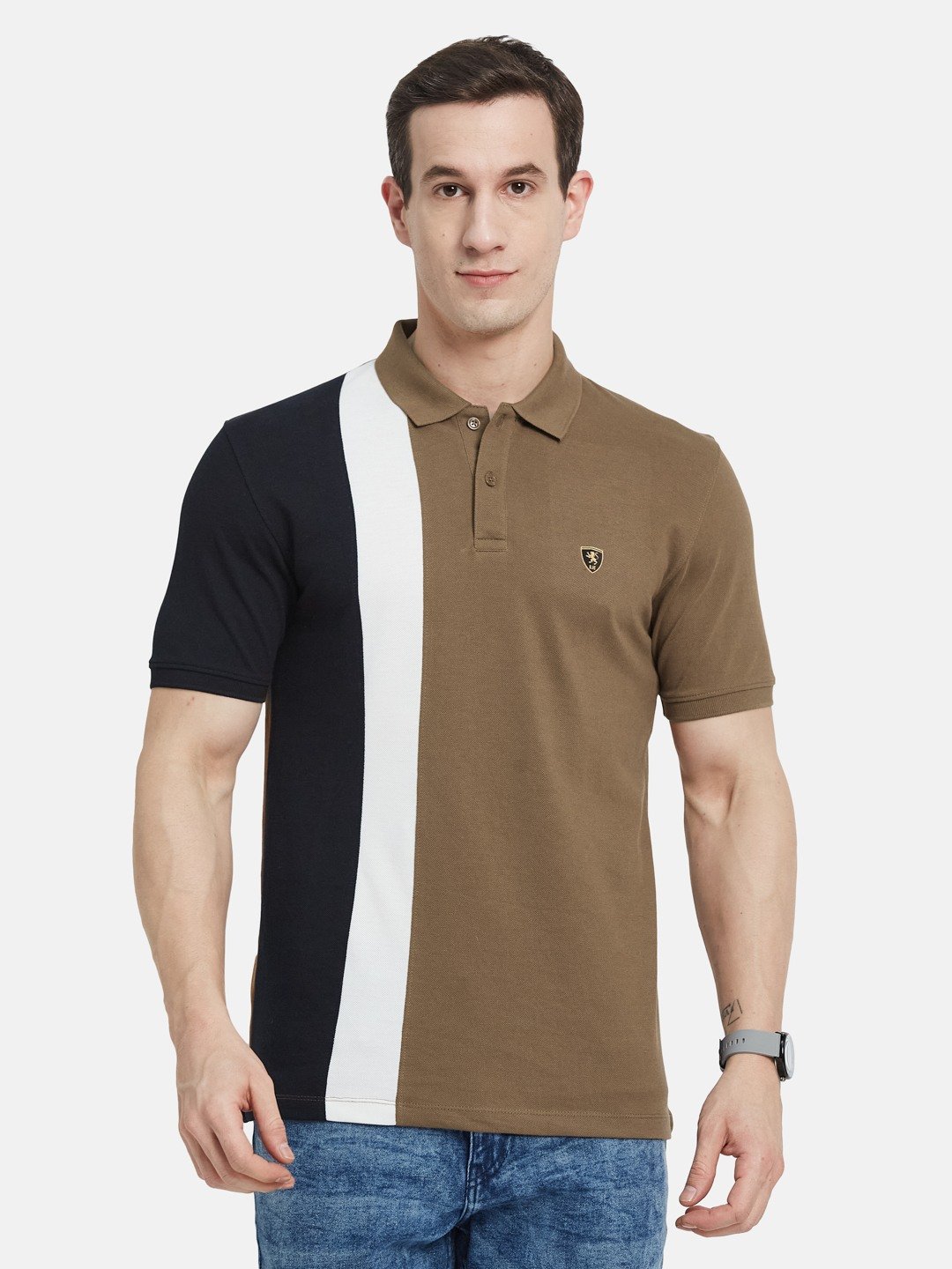 CUT N SEW POLO NECK PIQUE  T-SHIRT
