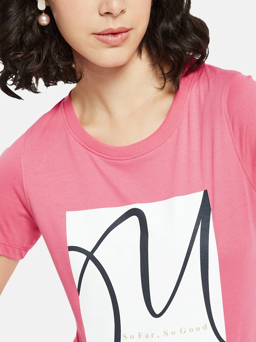 METTLE Women Graphic Printed Round Neck Cotton T-shirt