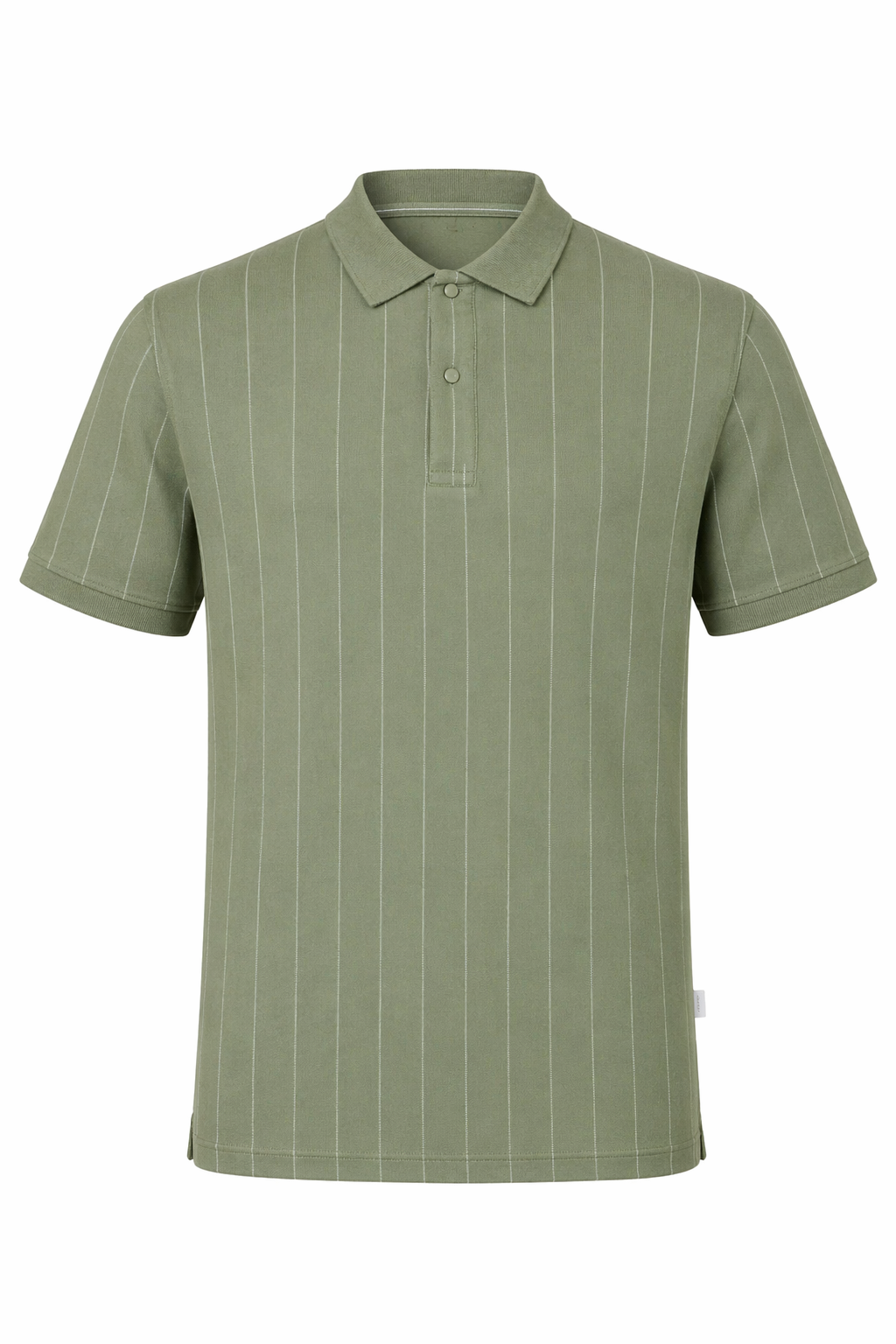 Men Oil Green Striped Polo Collar T-shirt