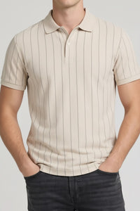 Men Pristine Striped Polo Collar T-shirt