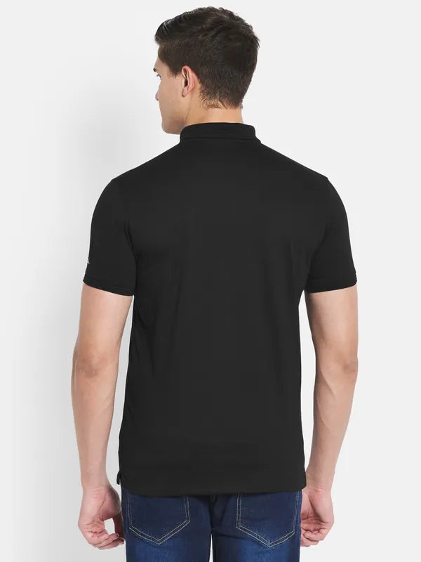 Octave Men Black Polo Collar T-Shirt