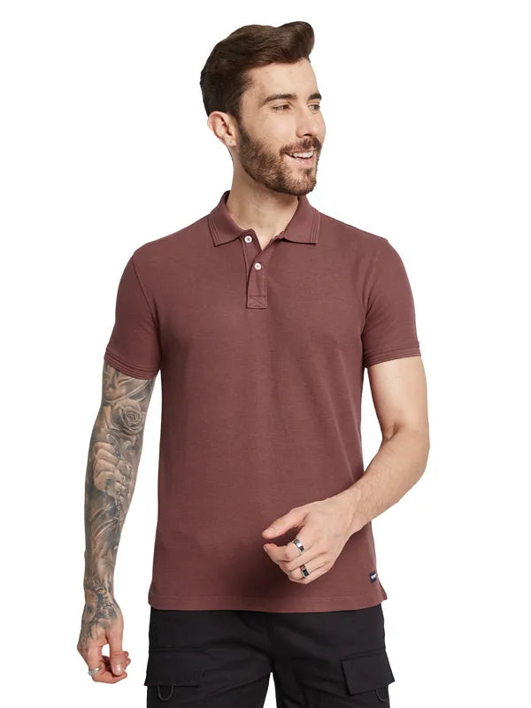 Octave Men Polo Collar Cut Outs T-Shirt