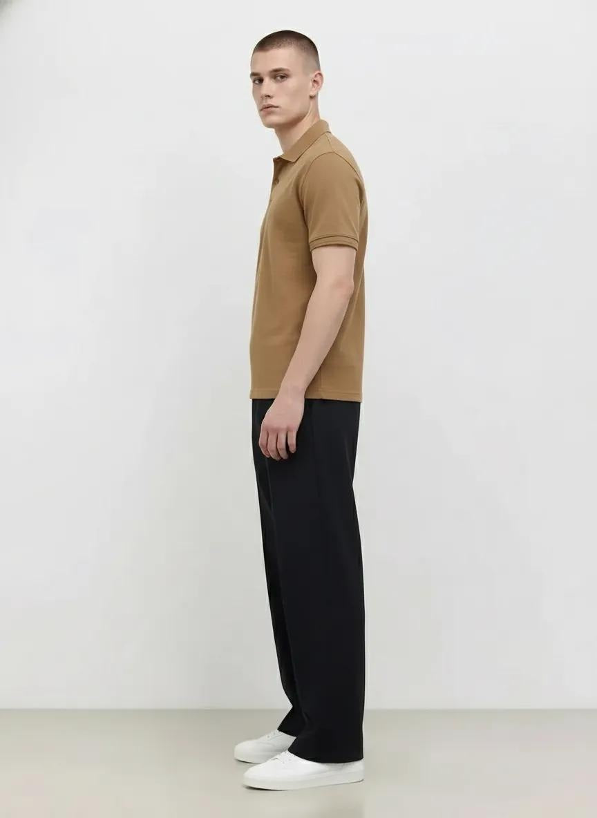 Men Malt Polo Collar Solid T-shirt
