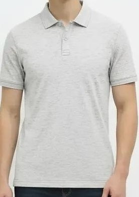 Men White Melange Sold Polo Collar T-shirt