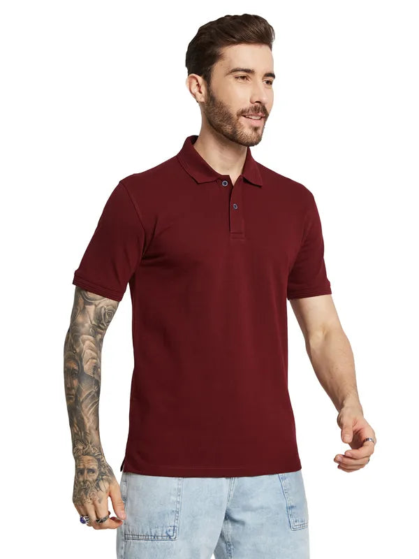 Octave Men Polo Collar Applique T-Shirt