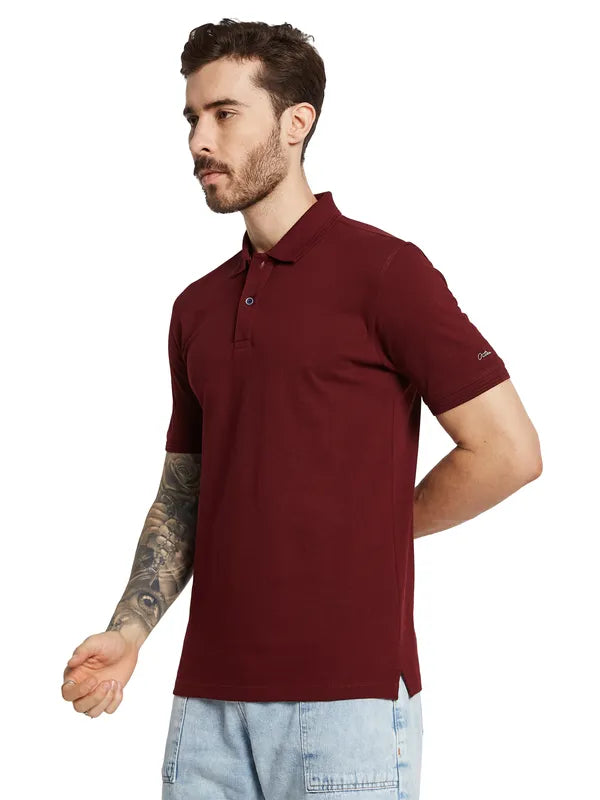 Octave Men Polo Collar Applique T-Shirt