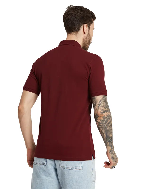 Octave Men Polo Collar Applique T-Shirt