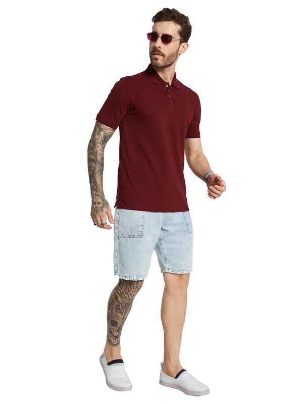 Octave Men Polo Collar Applique T-Shirt