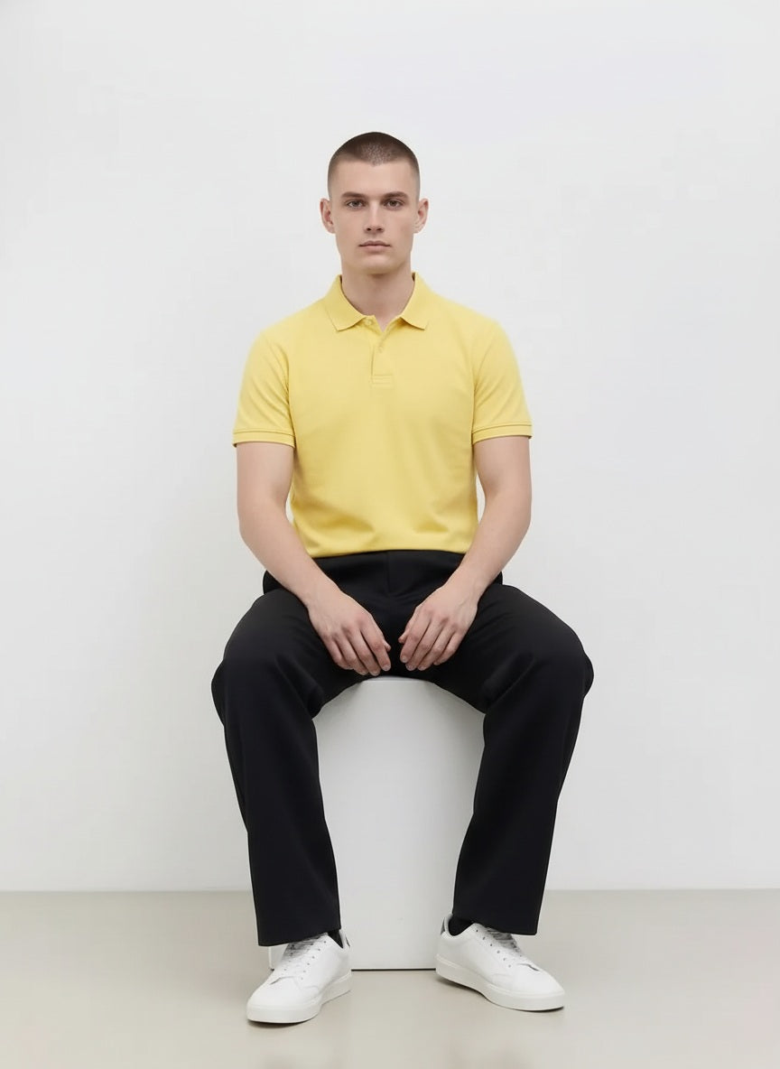 Men Banana Polo Collar Solid T-shirt