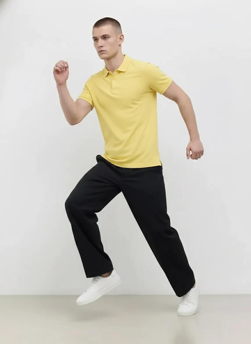 Men Banana Polo Collar Solid T-shirt